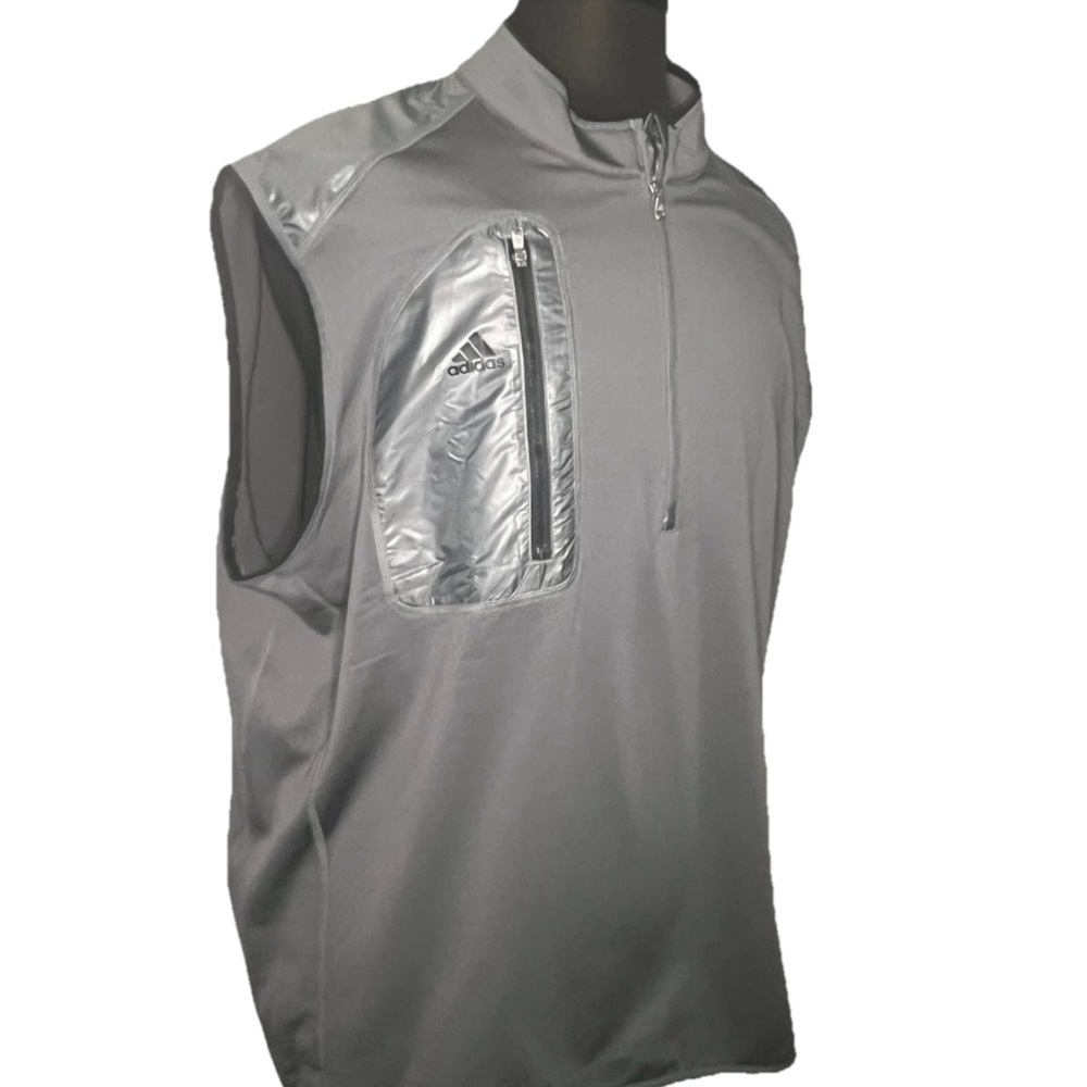 Adidas CLIMAHEAT Men's Vest 2XL Gray Silver Lightweight 1/4 Zip Golf